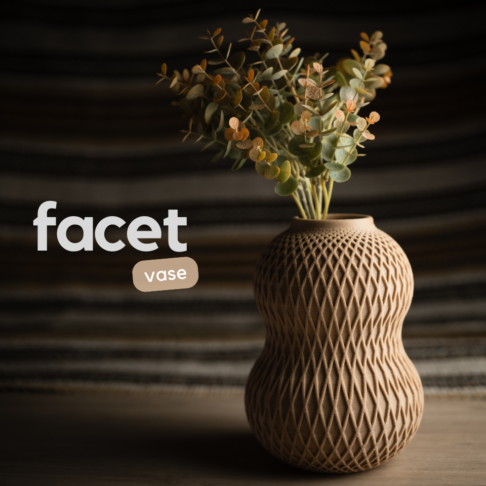 01_NOU - vază geometrică cu fațete luminoase · facet